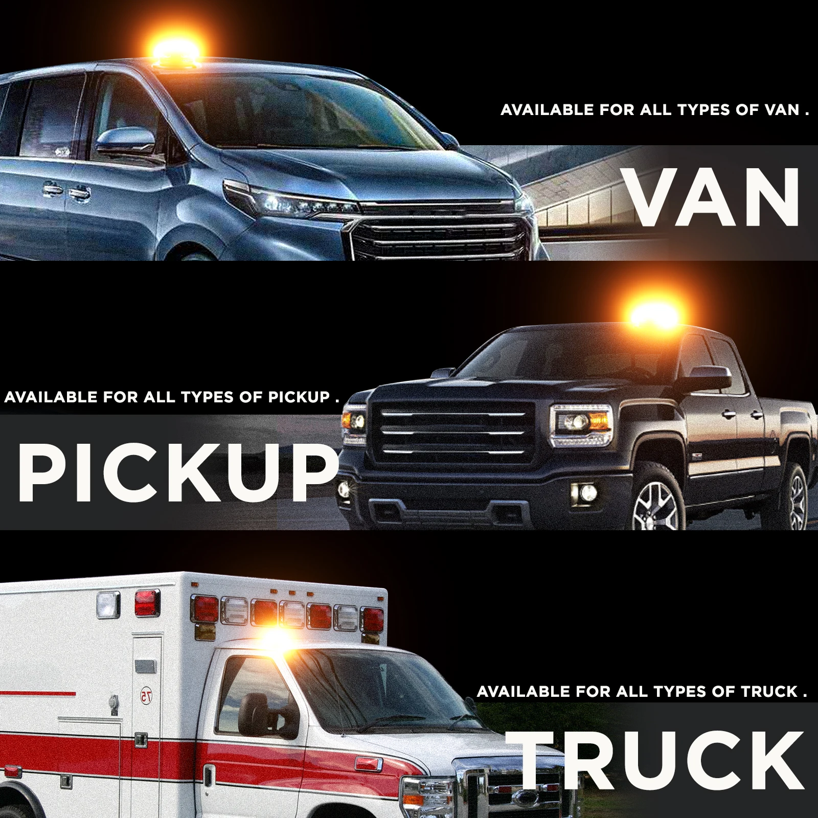 Luces LED estroboscópicas ámbar de emergencia – para camiones y coches - imagen 4