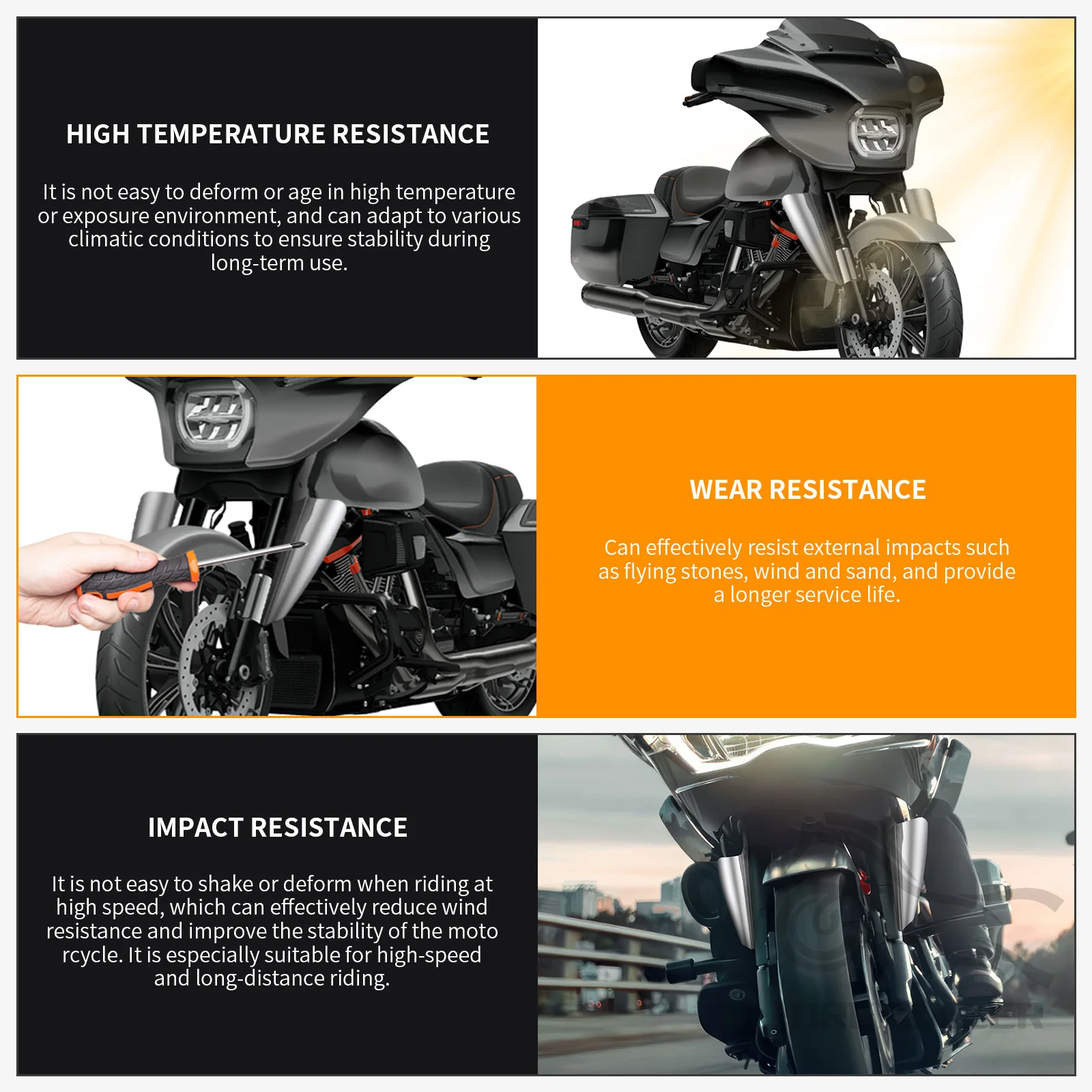Deflector horquilla cromado Harley Touring Road King Street Glide 95-21 - imagen 5
