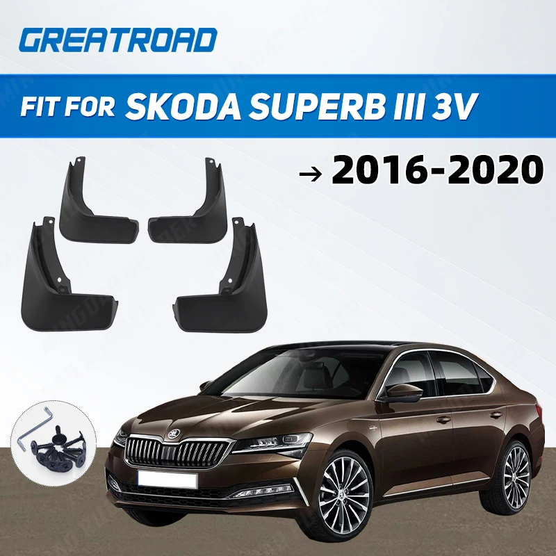 Guardabarros de coche moldeados para Skoda Superb III 3V 2016-2020 2017 guardabarros protectores contra salpicaduras guardabarros guardabarros delantero estilo trasero