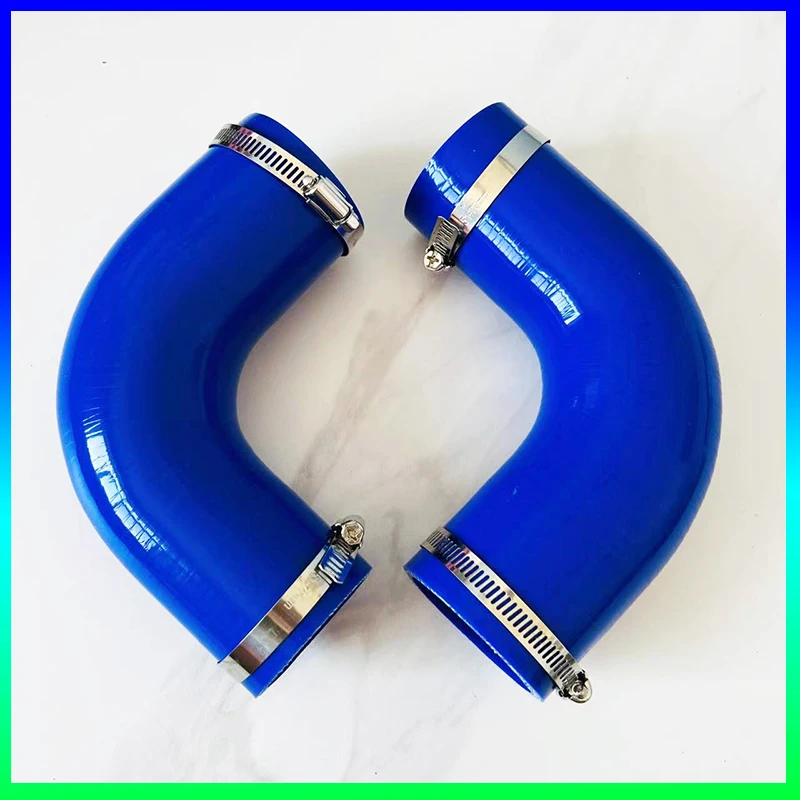 Tubo silicona codo 90° reductor azul para admisión con abrazaderas - imagen 2