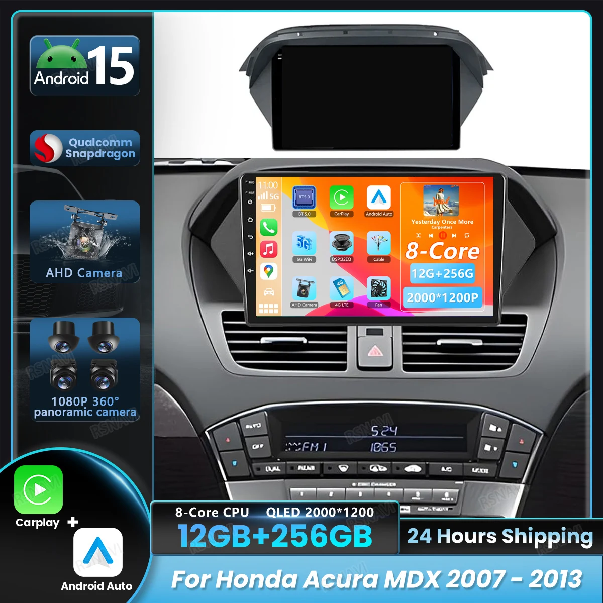 Radio multimedia Android 15 con CarPlay para Acura MDX 2007-2013
