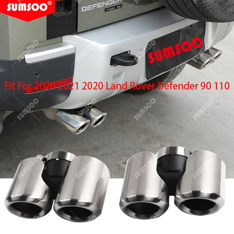 Punta de escape doble acero inoxidable negro para Land Rover Defender
