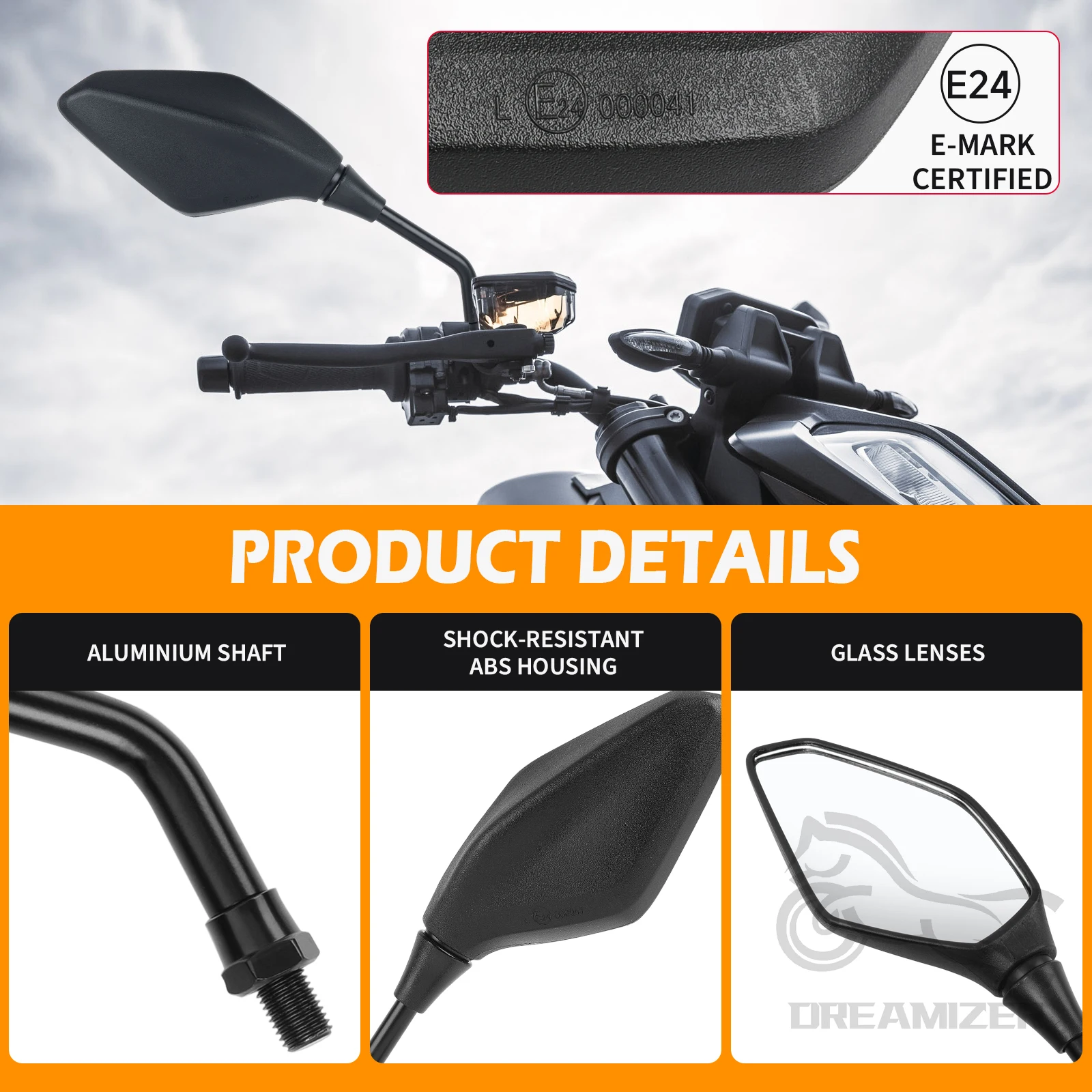 Espejo lateral Emark universal para moto, espejo retrovisor - imagen 3