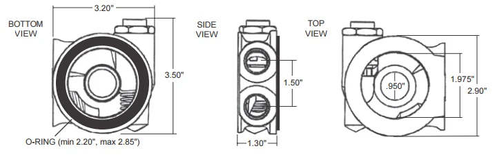 PQY Placa sándwich para filtro de aceite con termostato AN10 - imagen 2