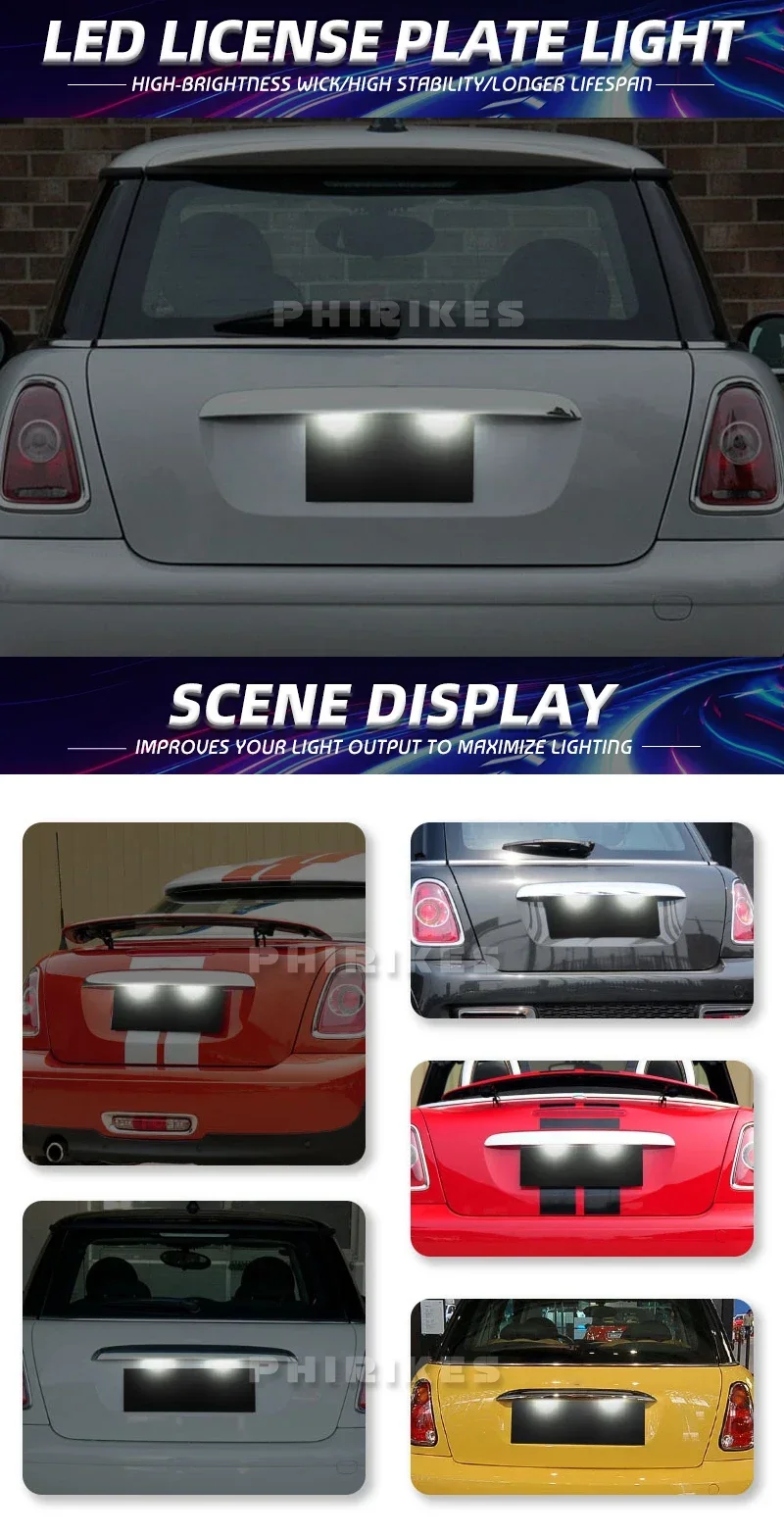 Lámparas LED blancas para matrícula de Mini Cooper