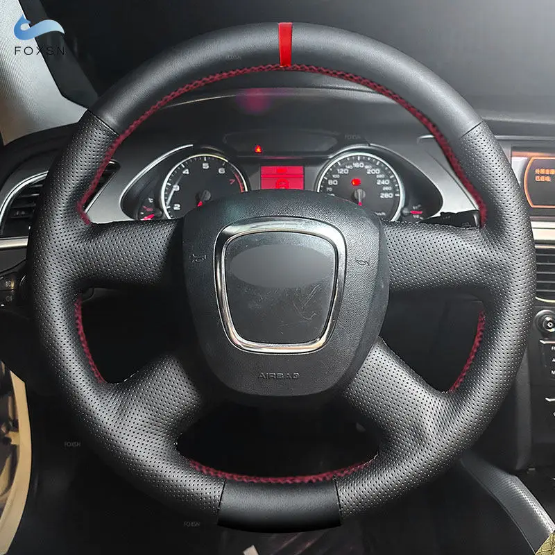 Embellecedor volante cuero rojo para Audi A3 8P, A4 B8, A5 8T