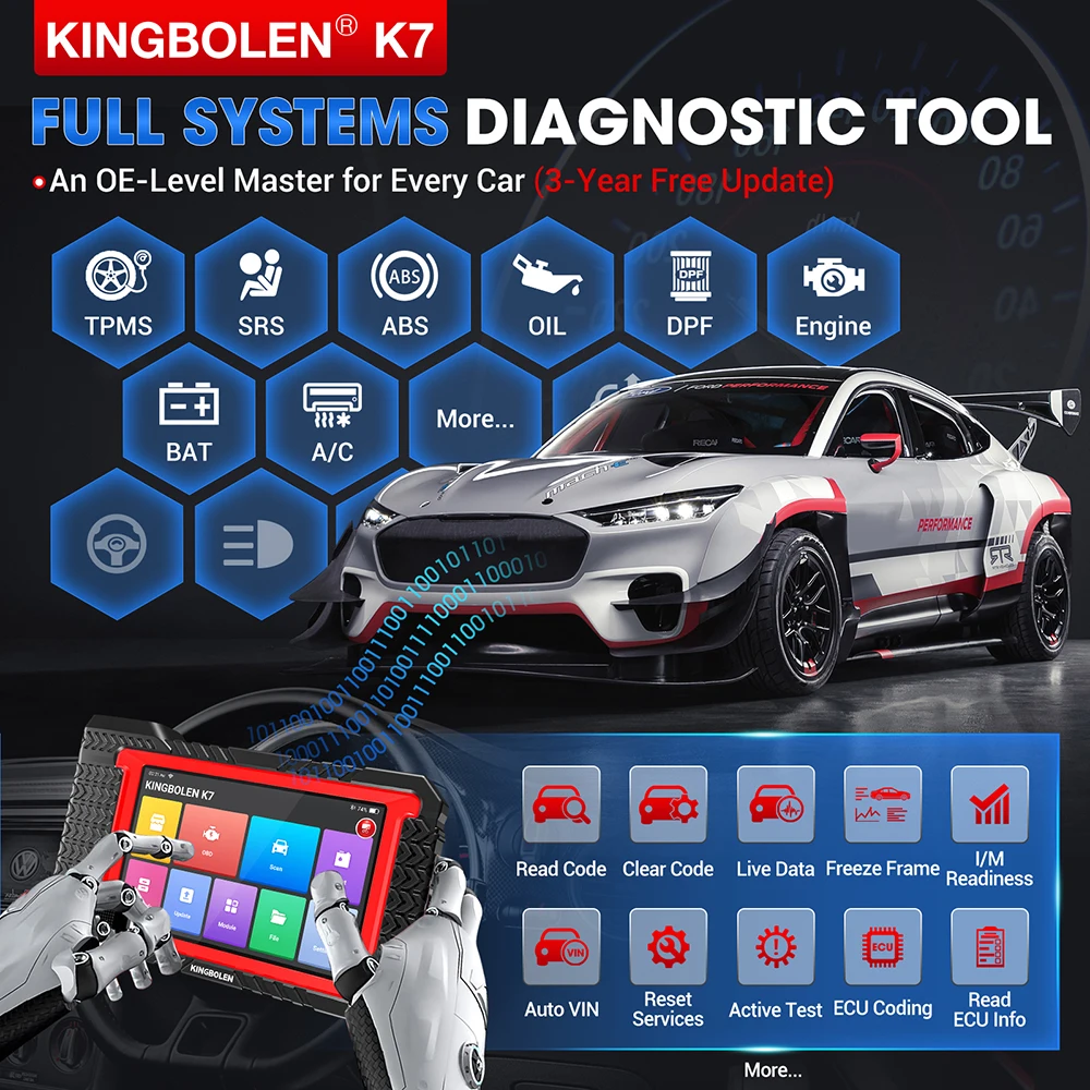 Escáner OBD2 KINGBOLEN K7 con codificación ECU y prueba activa - imagen 2