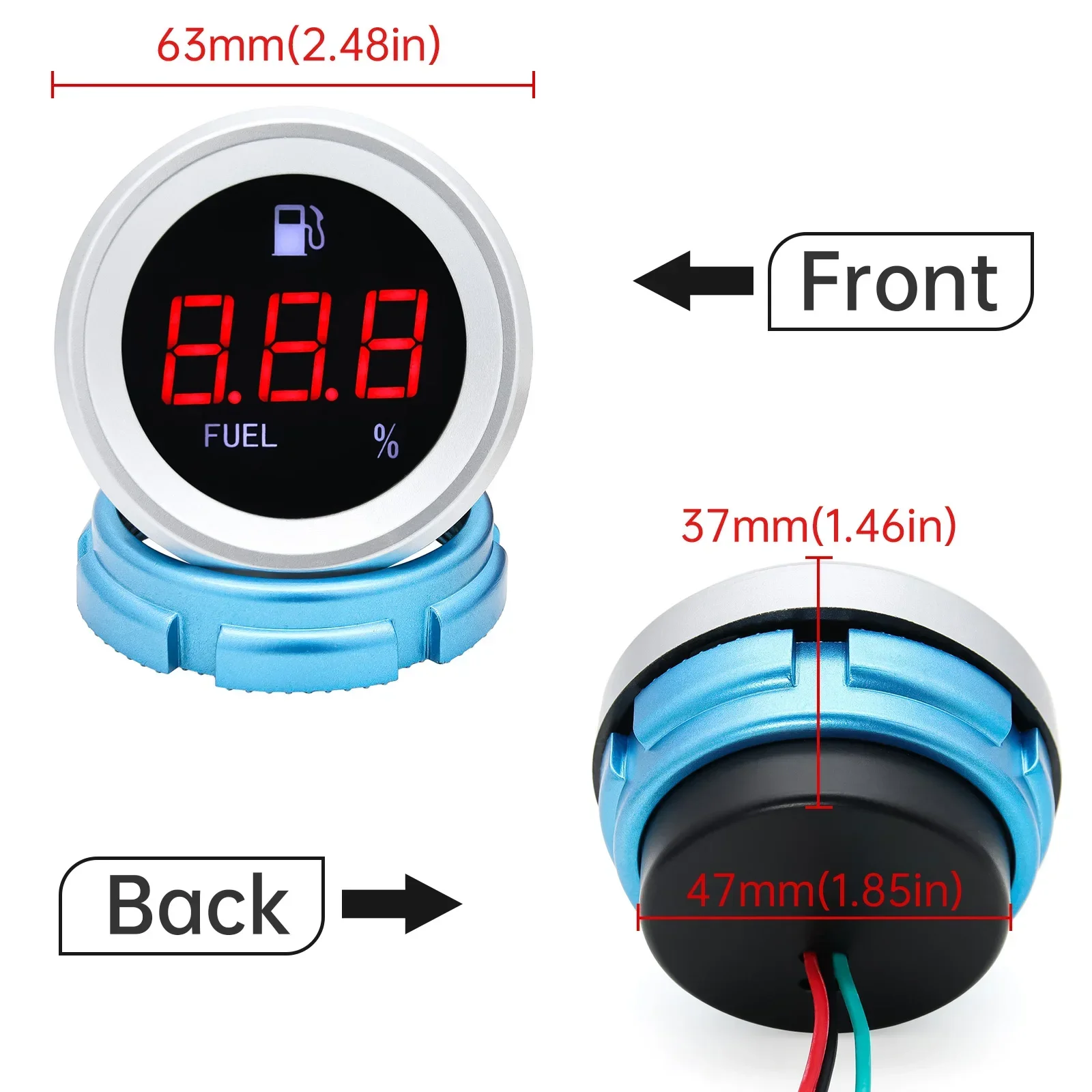 Medidor de nivel de combustible de 0-190ohm con alarma intermitente + Sensor de nivel de combustible de 100-600mm indicador de nivel de tanque de combustible de coche y barco Digital - imagen 3