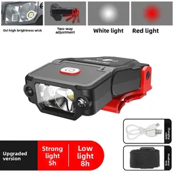 Linterna frontal LED recargable con sensor y clip para pesca