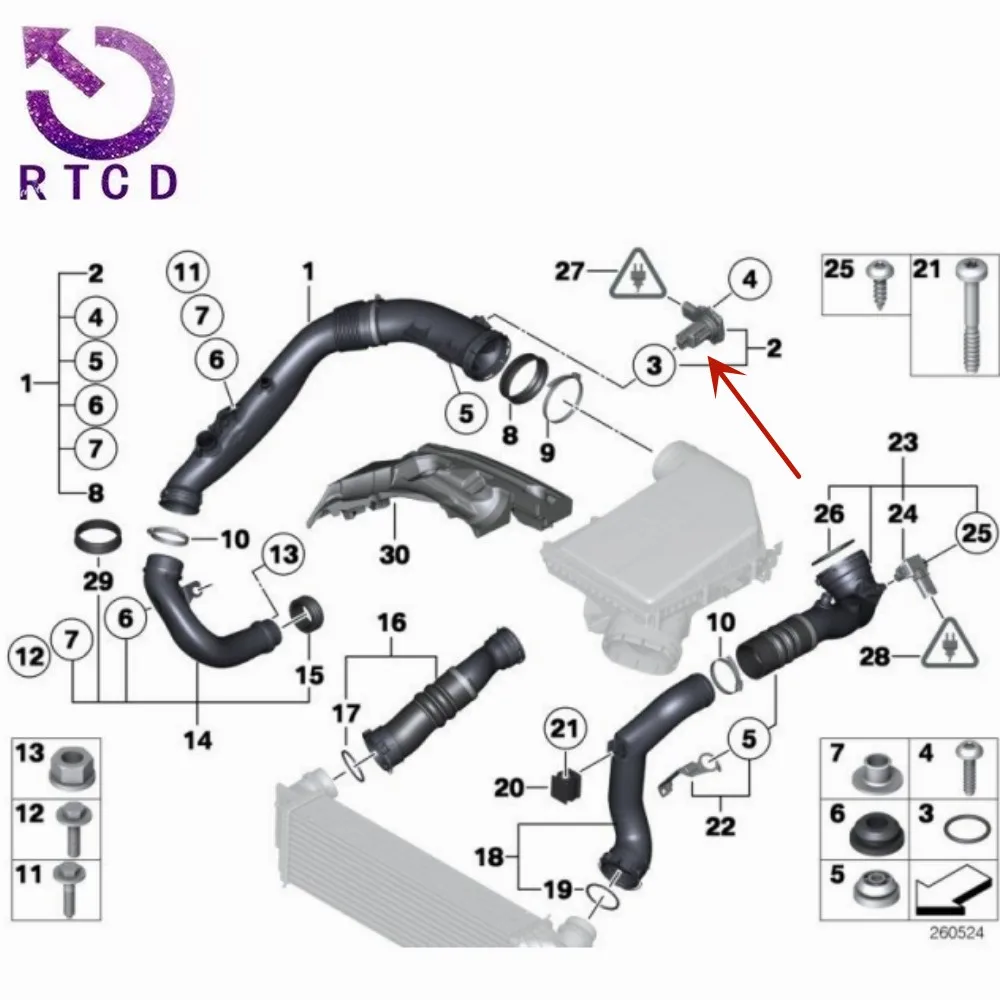 Sensor medidor de flujo de masa de aire para BMW