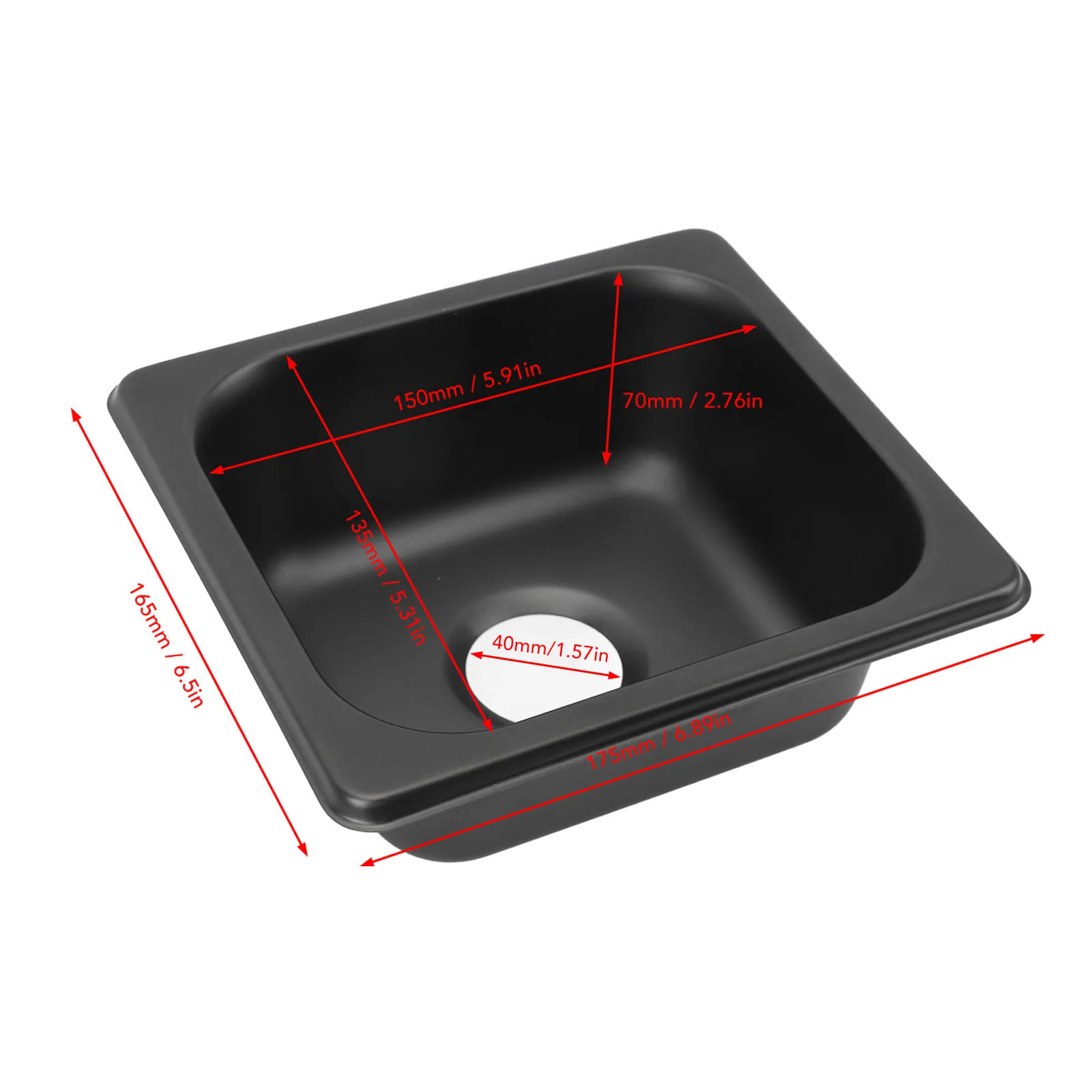 Fregadero de barco RV de acero galvanizado negro inoxidable 304 - imagen 5