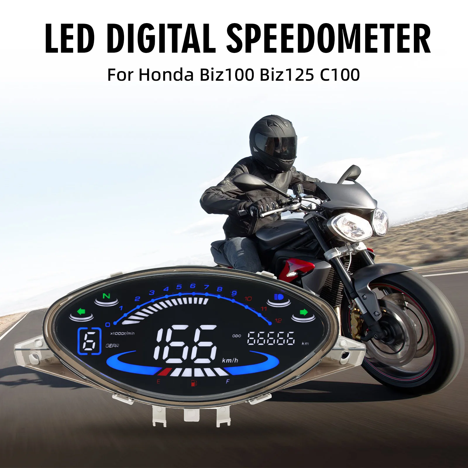Tacómetro digital LED velocímetro BIZ 100 C100 - odómetro moto - imagen 2