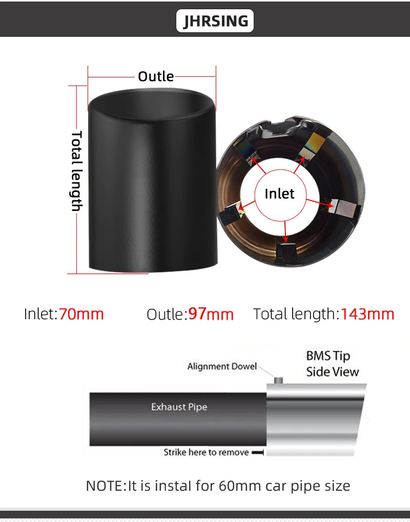 Puntas de escape inclinadas negras para BMW M2, M3, M4, M5 y M6 - imagen 3