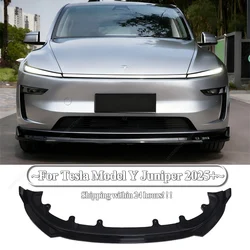 Difusor divisor de alerón de parachoques delantero de coche, 3 uds., para Tesla Model Y Juniper 2025 + ABS, kits de carrocería negros brillantes, sintonización