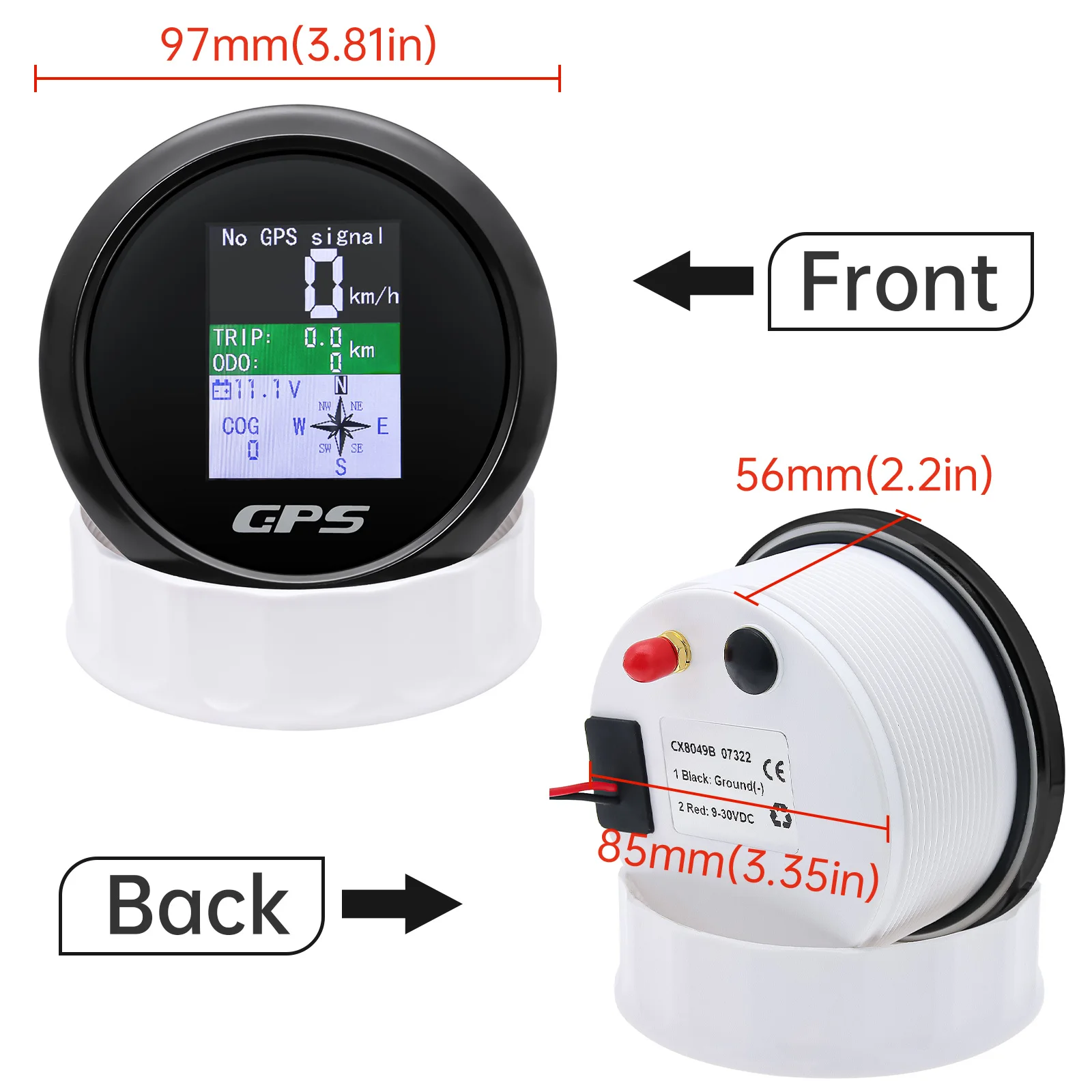 Velocímetro GPS digital TFT con pantalla y antena para camión y barco - imagen 2