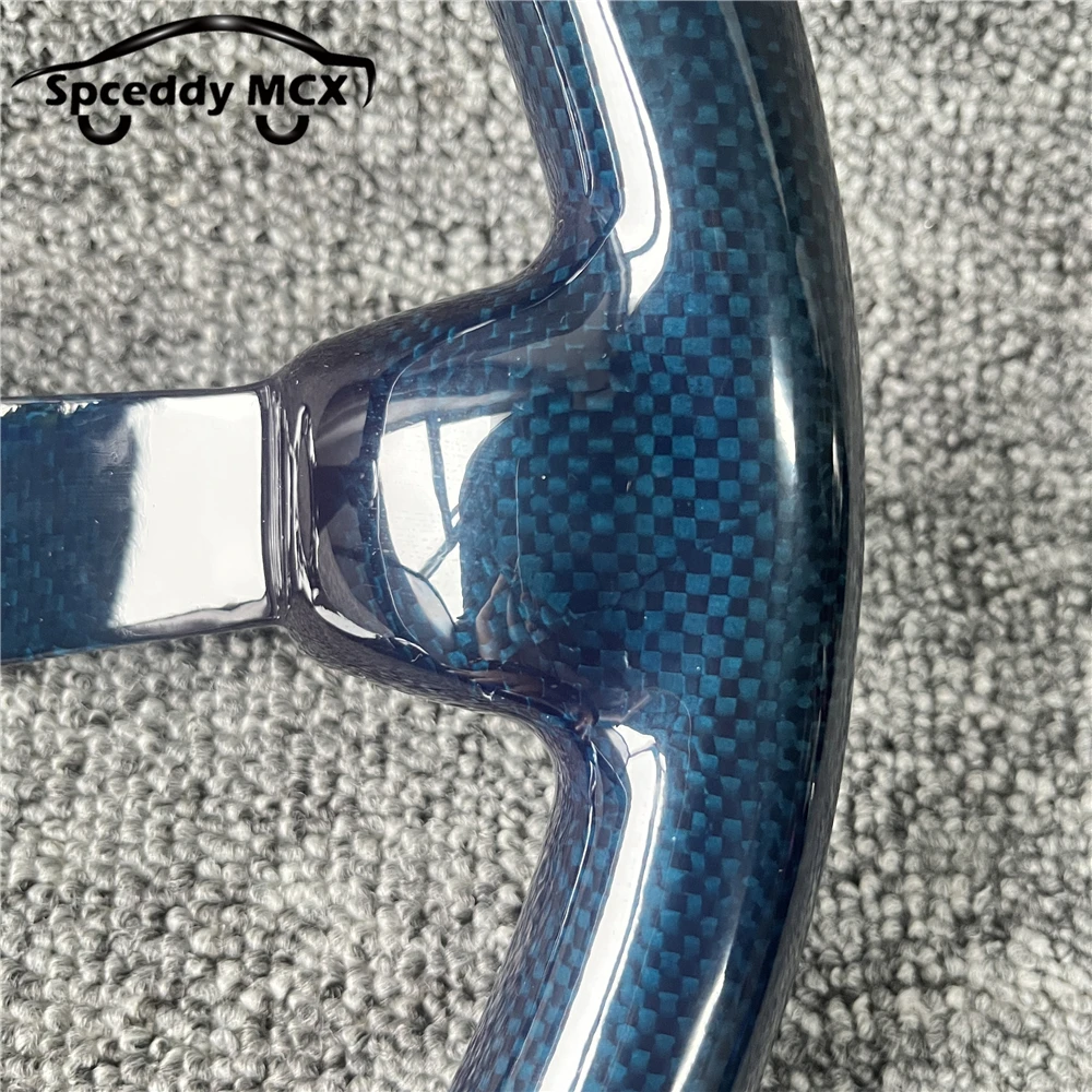 Volante deportivo fibra de carbono 340mm deep dish azul – Universal racing - imagen 5