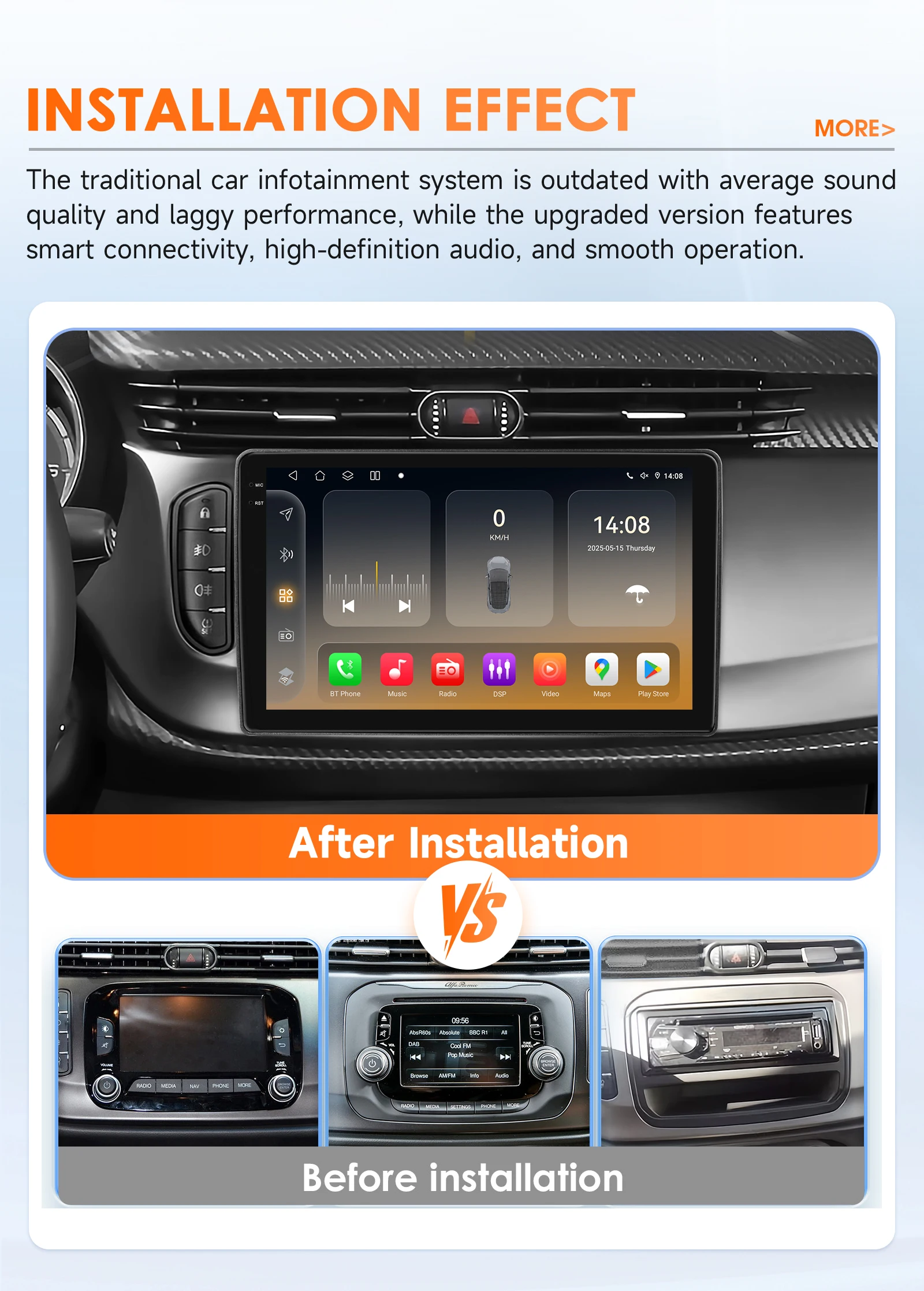 Radio 2 DIN Hizpo con CarPlay y Android Auto – Alfa Romeo Giulietta - imagen 2