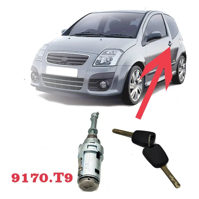 Cerradura de puerta izquierda Citroën C2 C3 9170.T9 con llaves