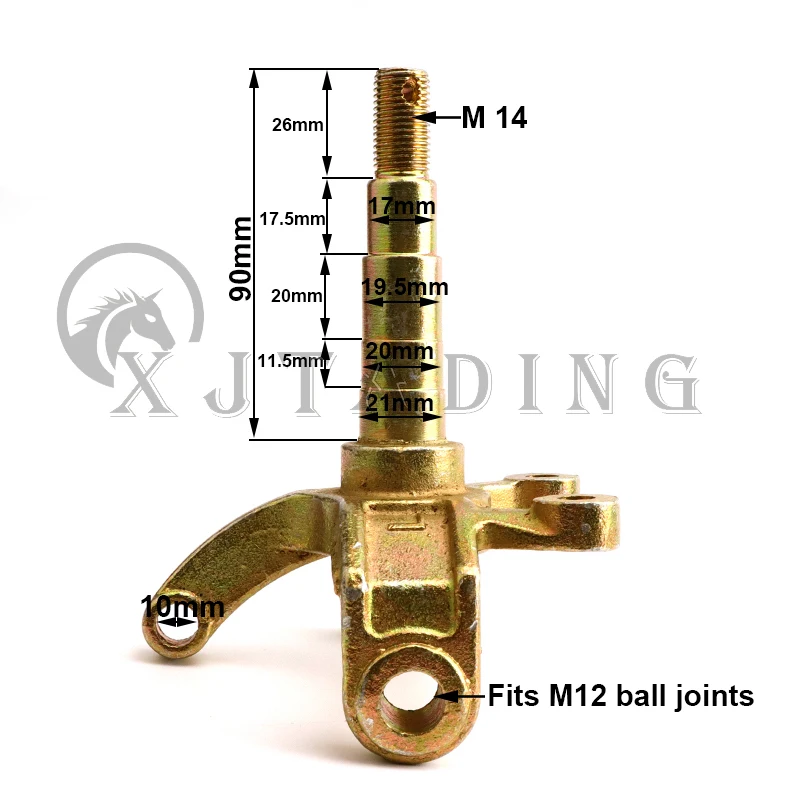 1 par de husillos de nudillo de puntal de dirección de 17mm-20mm aptos para China ATV 110cc 150cc 200cc 250cc Go Kart Buggy UTV Quad piezas de bicicleta - imagen 5