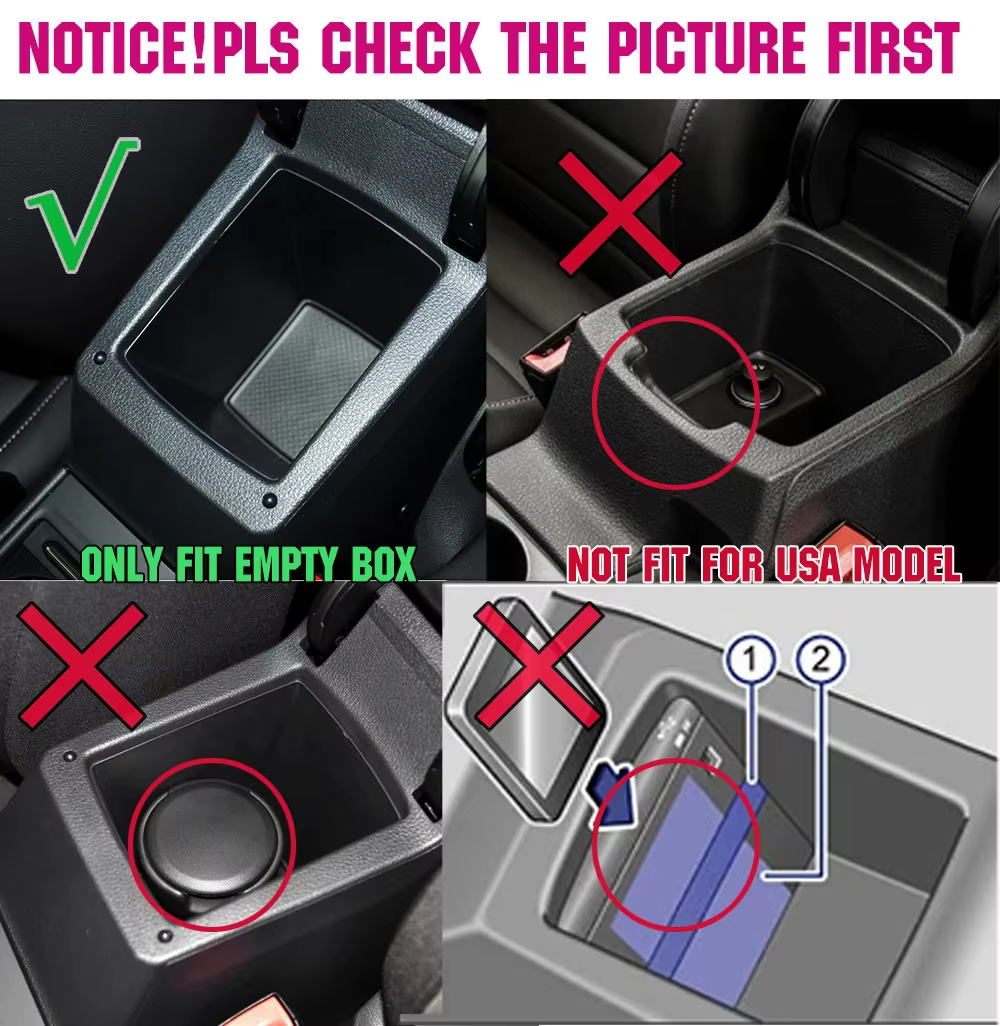 Bandeja organizadora negra para el reposabrazos del VW Golf 7 MK7