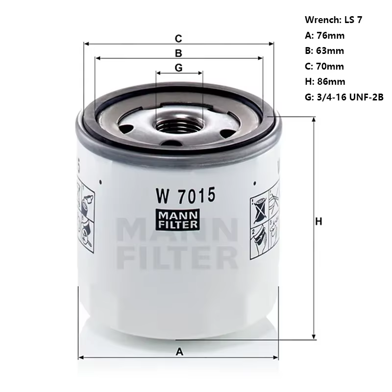 Filtro de aceite MANN-FILTER W7015 para Ford, Toyota, Volvo - imagen 2