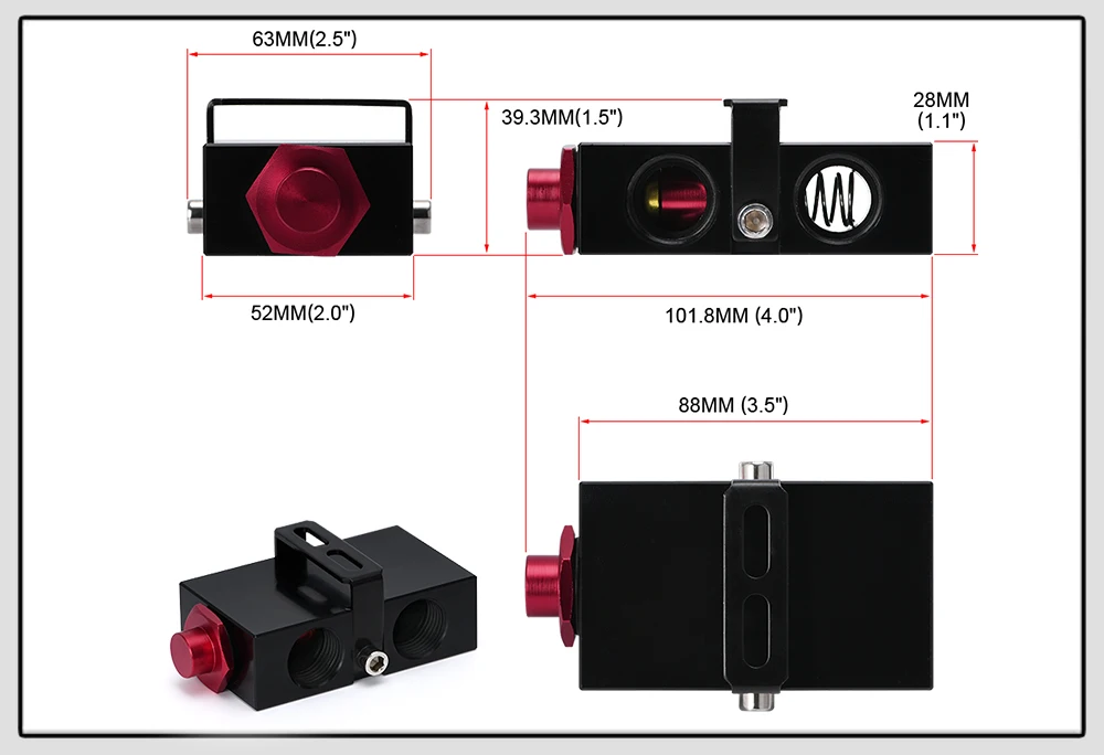 Medidas del adaptador sándwich con termostato