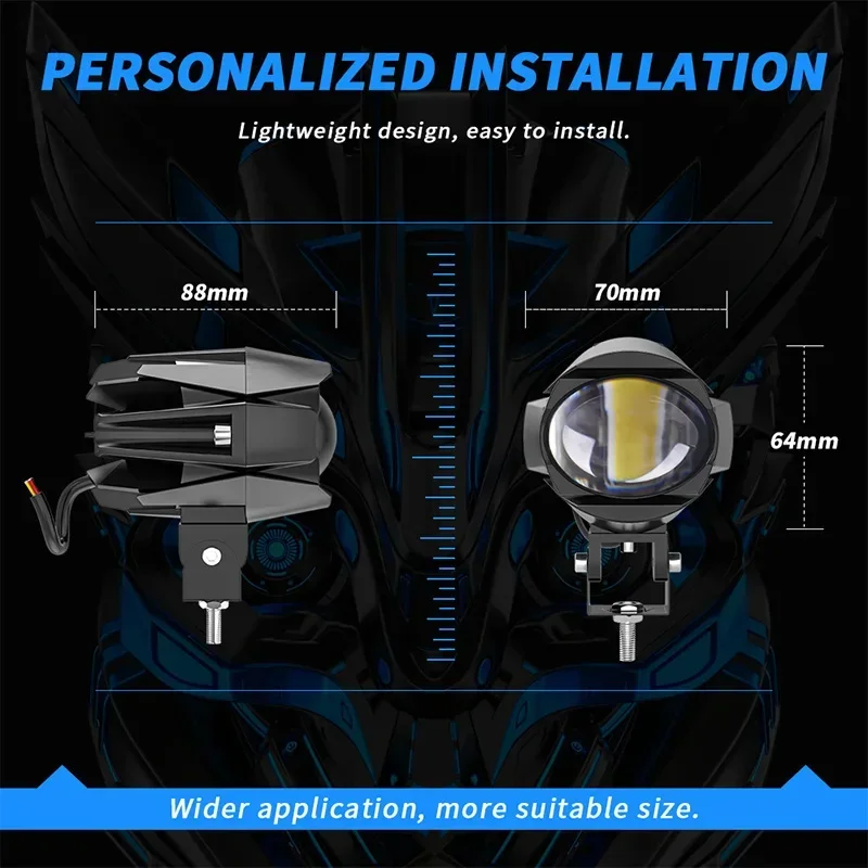 Faro antiniebla auxiliar impermeable para moto de doble haz - imagen 3