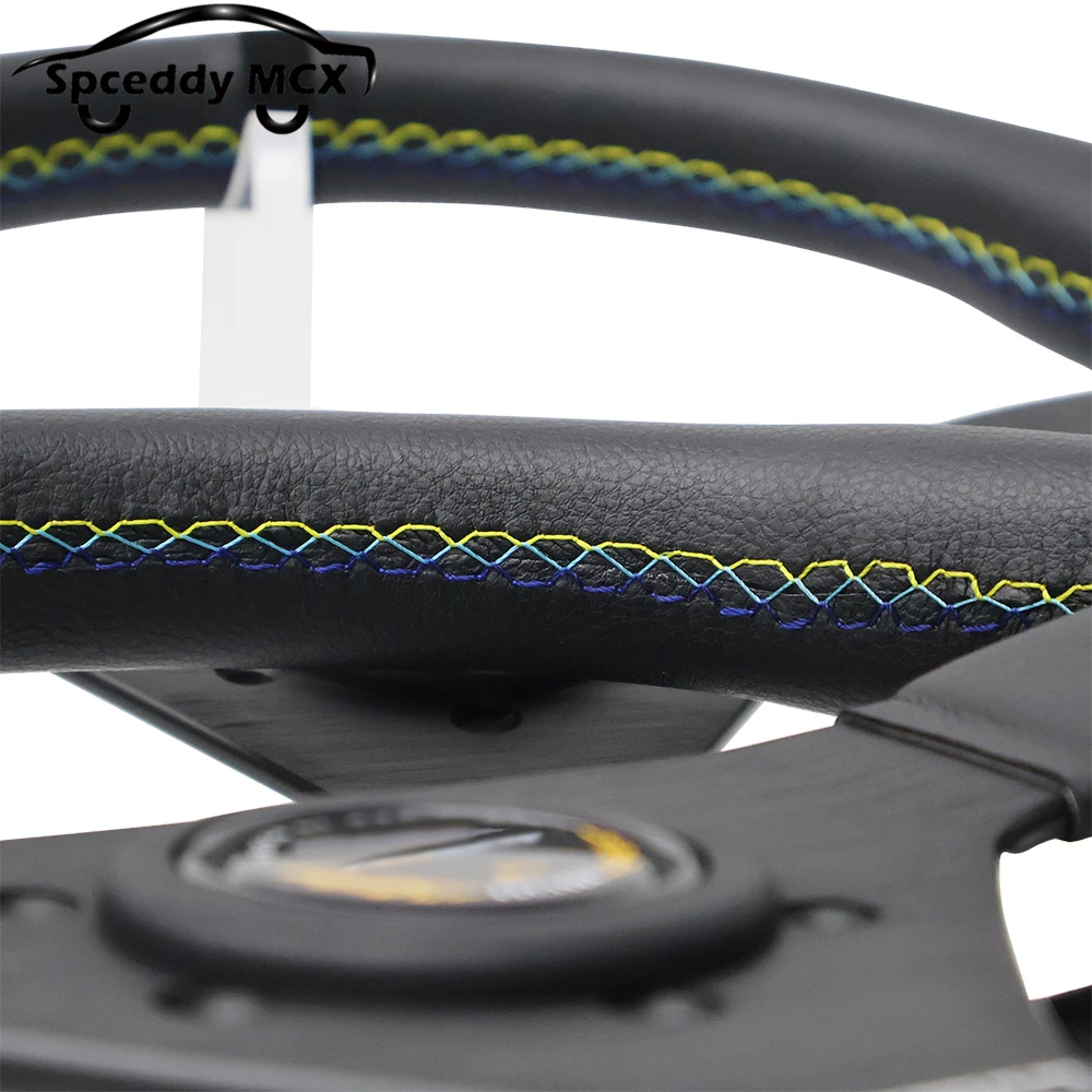 Volante de carreras estilo conexión serie GM, 13 pulgadas, 320mm, 14 pulgadas, 350mm, JDM, volante deportivo plano de cuero Real para coche - imagen 3