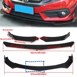 3 uds alerón Universal para coche parachoques de barbilla Kit de carrocería de labio de parachoques delantero difusor divisor para Dodge Honda Subaru fibra de carbono negra