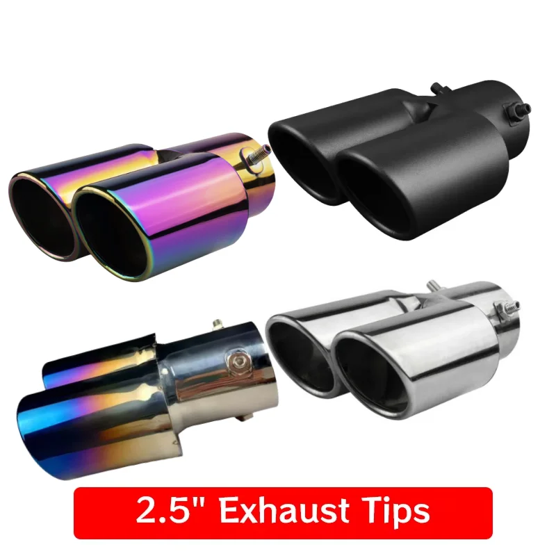 Puntas de escape doble salida universal negro – acero inoxidable