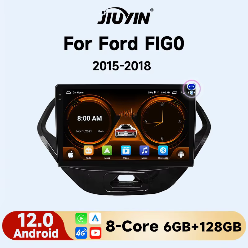 Radio Android 9" Ford FIGO 2015-2018 GPS Carplay cámara trasera