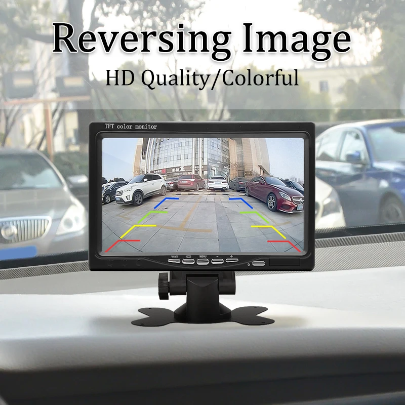 SINOVCLE monitor coche 7 pulgadas cámara trasera HD dual entrada 9V-36V - imagen 2