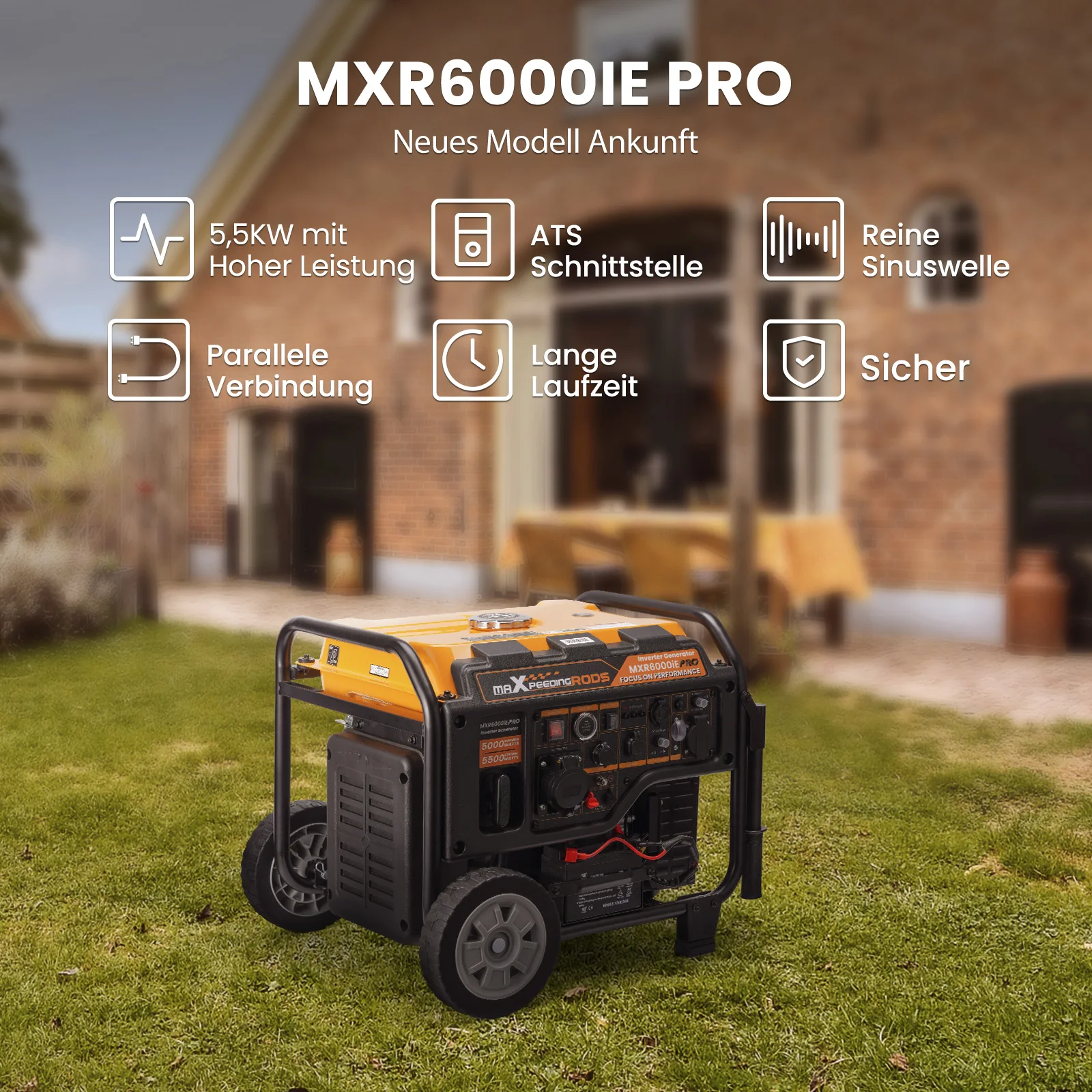 Maxpeedingrods generador inversor gasolina 5500W portátil caravana