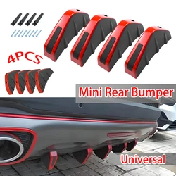 Difusor trasero universal ABS efecto carbono negro y rojo