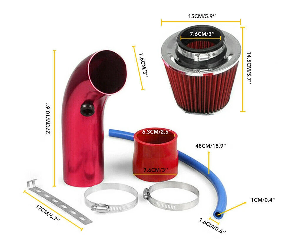 Kit de admisión de aire frío universal con filtro cónico - imagen 5
