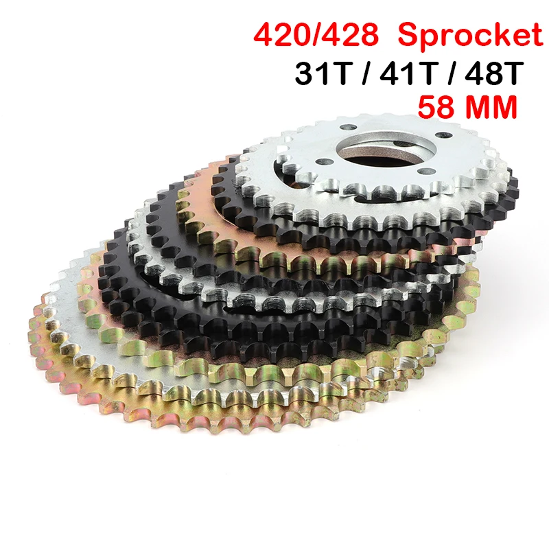 Cadena de transmisión 420/428 y piñón trasero para moto 50-125 cc