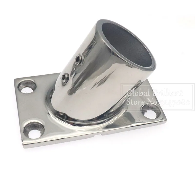 Soporte náutico inox 60° con base cuadrada para tubo de 22–32 mm - imagen 3