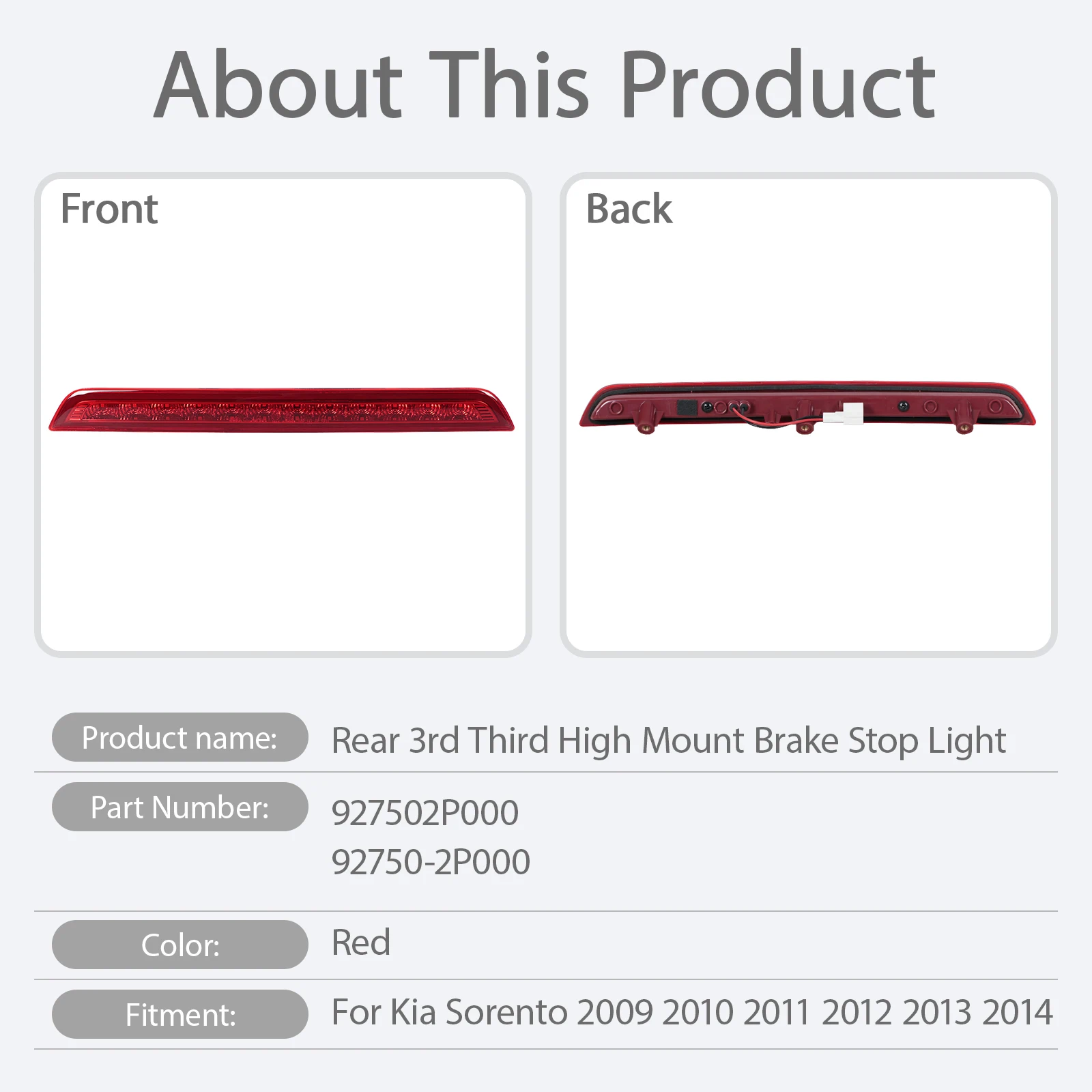 Tercera luz de freno Kia Sorento 2009-2014 927502P000 - imagen 4