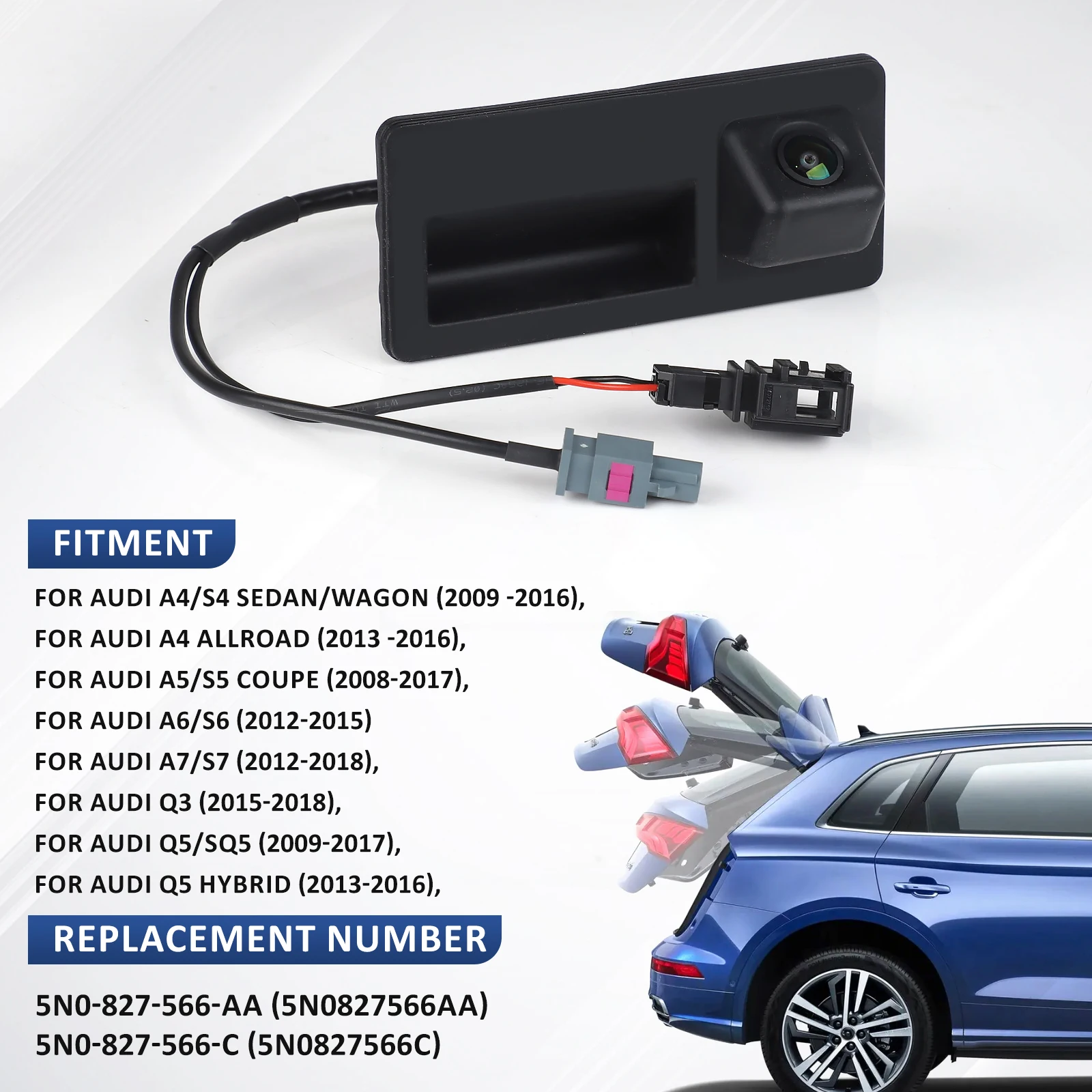5N0827566AA 5N0827566C 8K0980551 interruptor de arranque de bloqueo de tapa de maletero con cámara de respaldo para Audi A4 A5 A6 Allroad Q3 Q5 S3 S5 - imagen 4