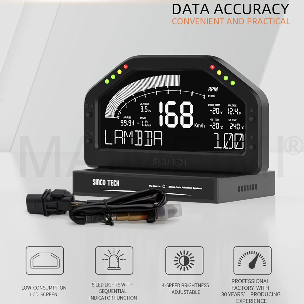 Sensor O2 sonda lambda universal wideband narrowband pantalla LCD racing 7 colores