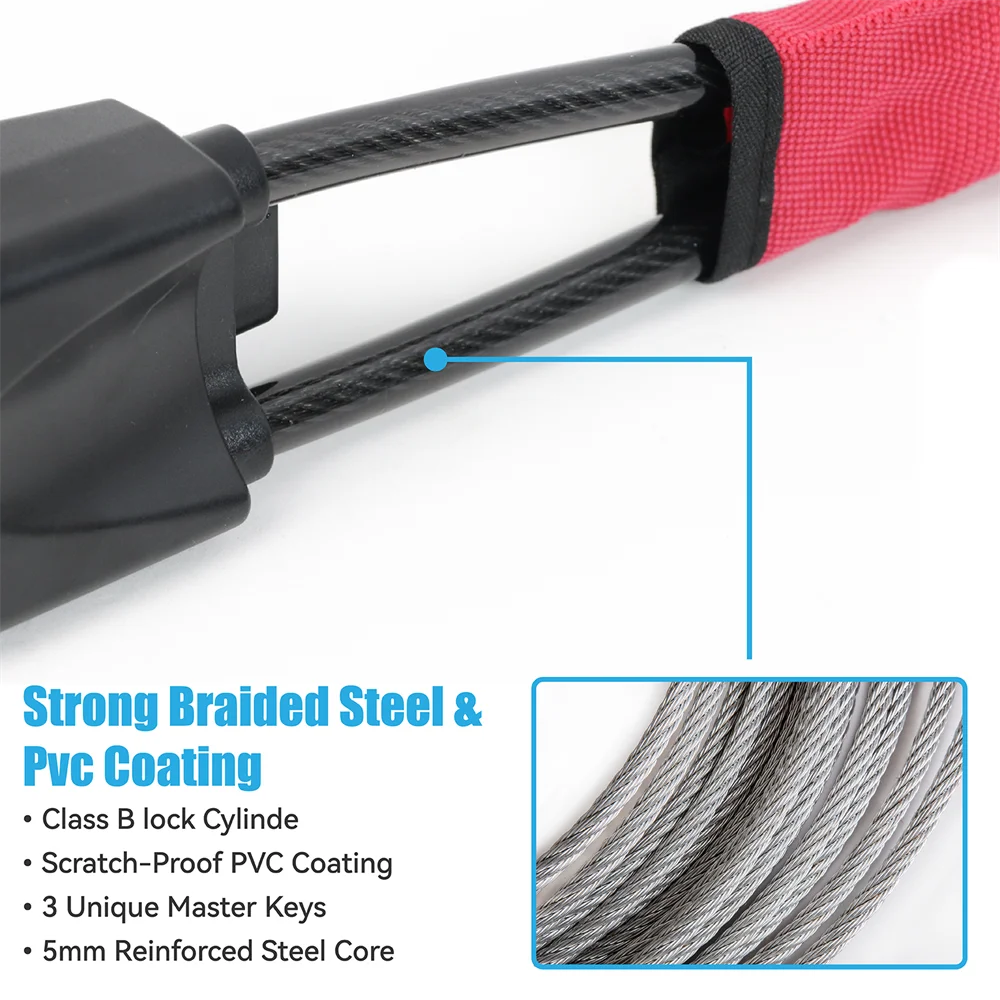 Candado para volante de coche con cable reforzado disuasorio - imagen 4