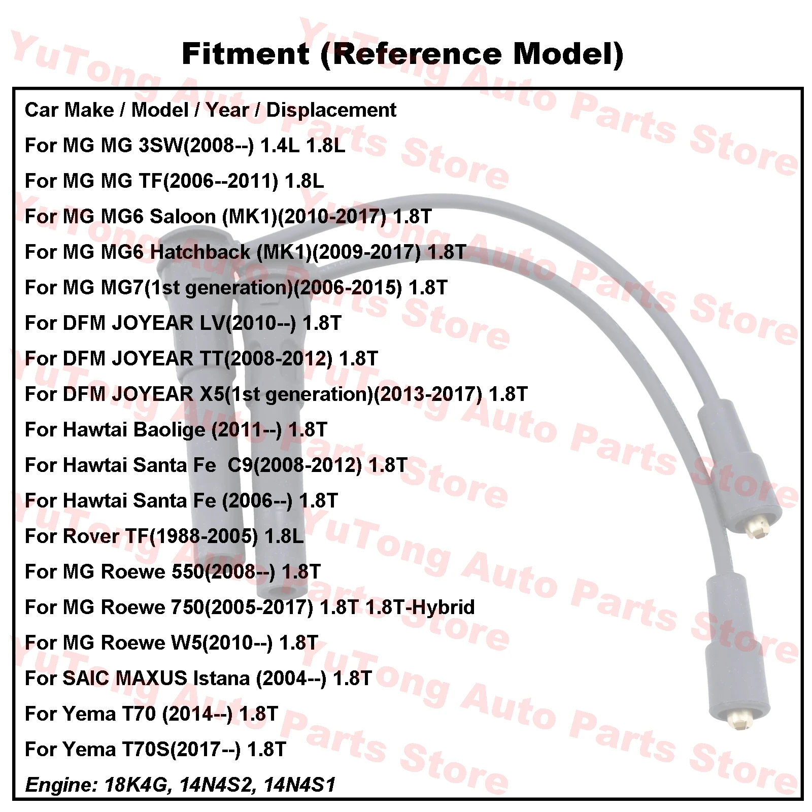Kit de cables de encendido para MG 6 7 3SW MG6 2009-2017 1,8 T SAIC ROEWE 550 750 W5 DFM JOYEAR X5 juego de cables de bujía 18K4G piezas de motor - imagen 4