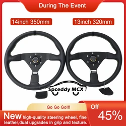 Volante racing cuero 320mm fondo plano estilo JDM