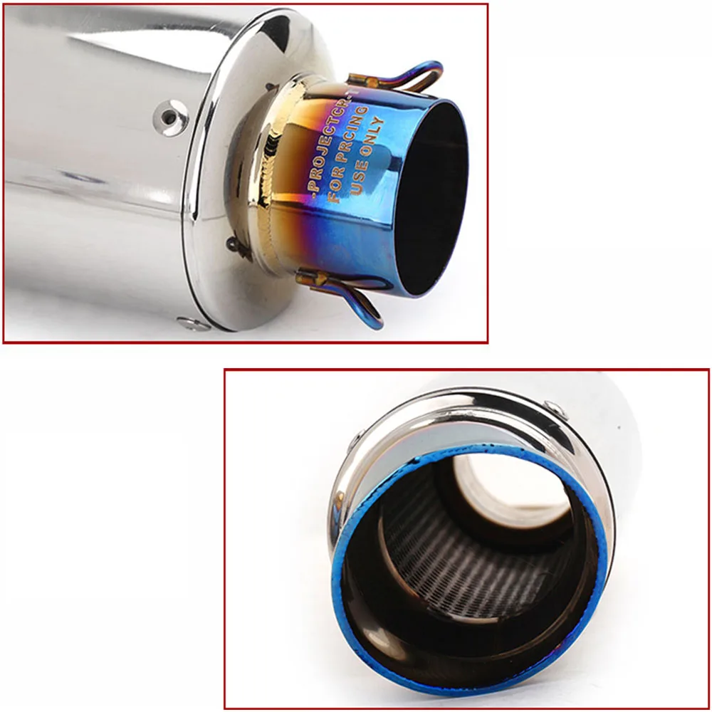 Tubo de escape modificado para motocicleta, silenciador medio azul brillante de acero inoxidable Universal 51mm 60mm para ADV150 PCX125 R15 MT03 Z250 - imagen 3