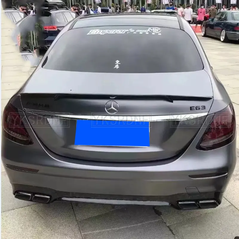 Para Mercedes Benz Clase E W213 E200 E300 E400 E550 2017 a 2020 alerón de fibra de carbono para coche alerón de Color negro estilo BOS - imagen 3