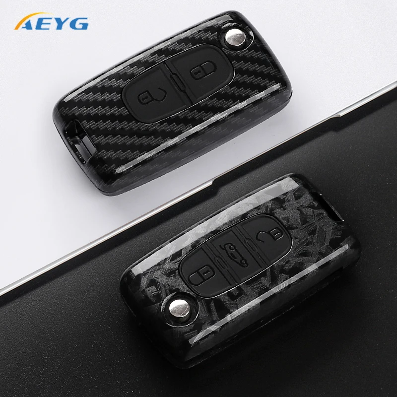 Funda llave coche fibra carbono ABS – Peugeot Citroën - imagen 3