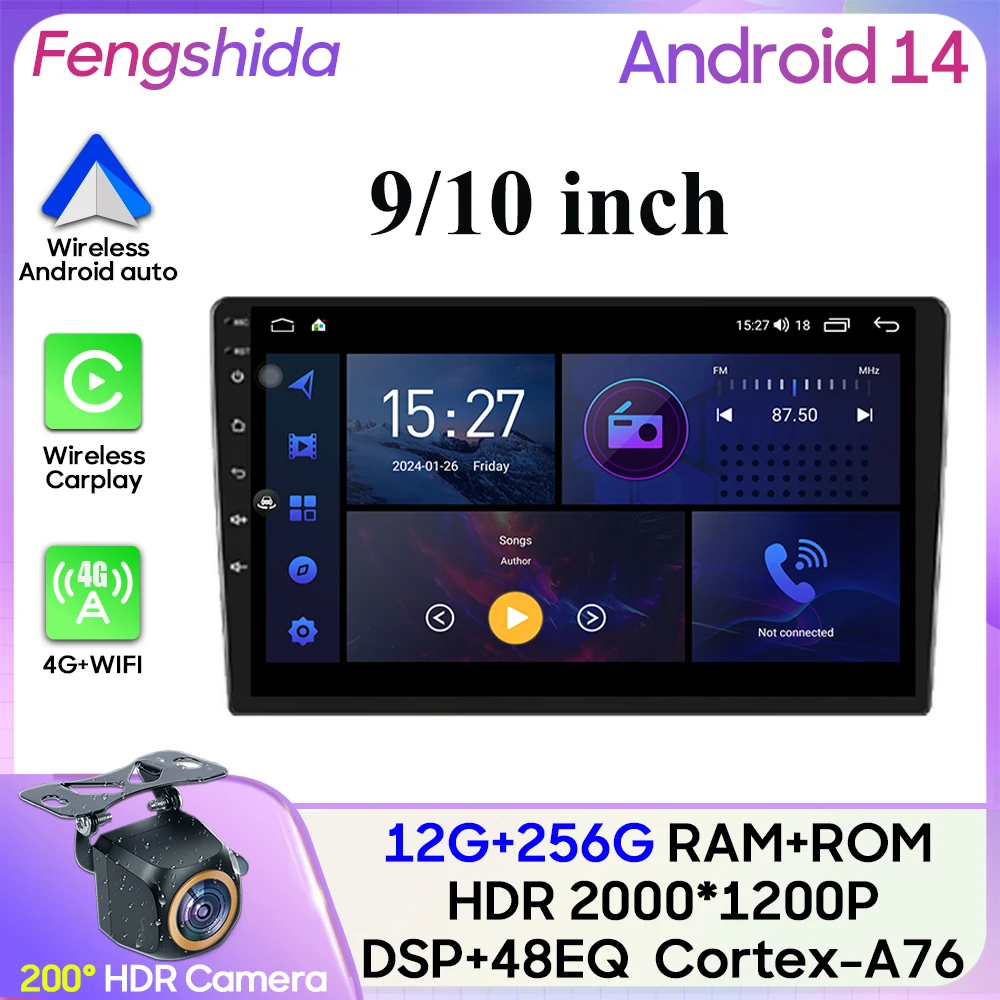 Receptor multimedia coche Android 14 GPS + Android Auto – Pantalla 9-10"