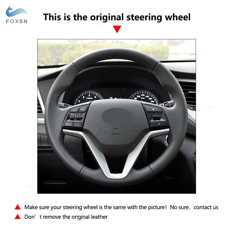 Cubierta de cuero perforado para volante Hyundai Tucson 3
