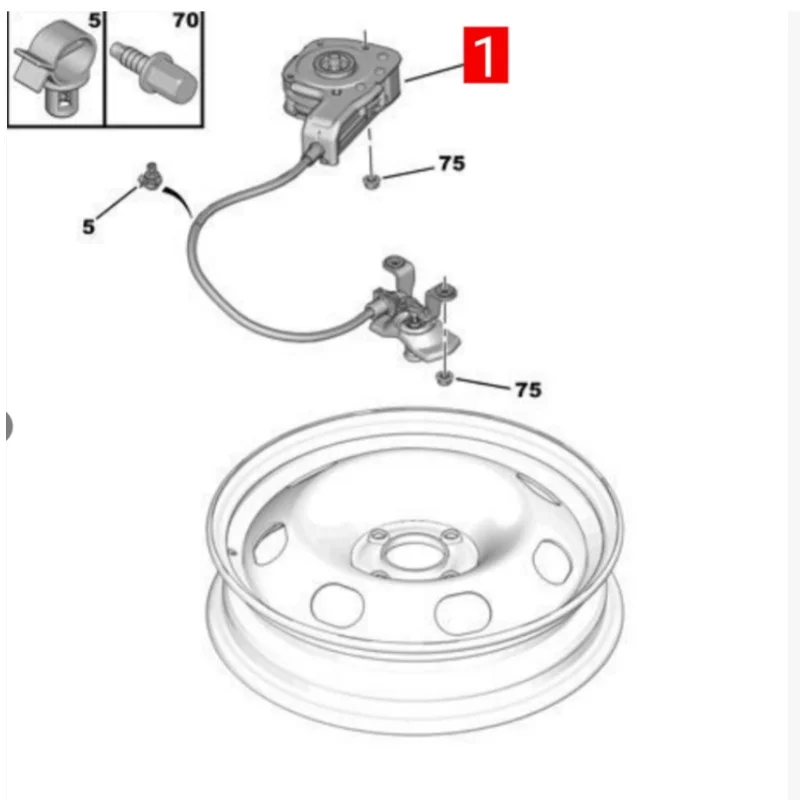 9810677780 Original nuevo soporte conjunto de rueda de repuesto para Peugeot 5008 Citroen C4 PICASSO DS5 - imagen 4