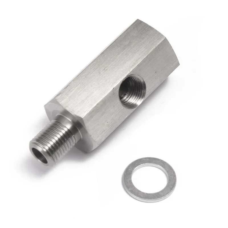 Adaptador en T de acero inoxidable para sensor de presión de aceite - imagen 3